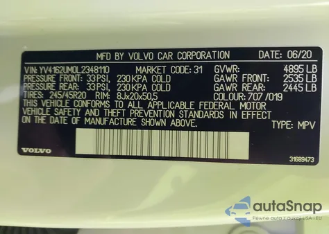 2020 Volvo Xc40 T5 R-Design from USA, damaged, VIN YV4162UM0L2348110